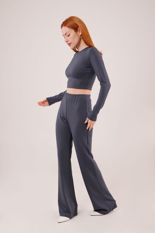 Fitilli Bluz Ve Pantolon Antrasit İkili Takım - 4