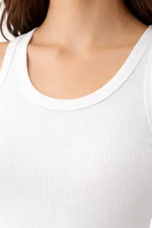 Fitilli Likralı Kaşkorse Atlet Vücuda Oturan Basic Şıklık - Beyaz - 2