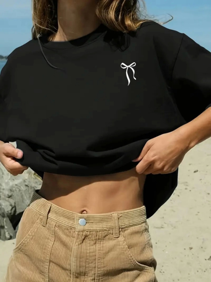 Fiyonk Baskılı Siyah Oversize Unisex T-shirt- Siyah - 1