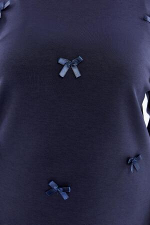 Fiyonk Detaylı Büyük Beden Sweatshirt Lacivert - 3