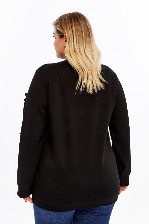 Fiyonk Detaylı Büyük Beden Sweatshirt Siyah - 4