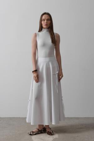 Fiyonk Kloş Etek - Beyaz - ANGELINO BuyukBedeniz