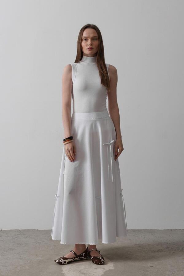 Fiyonk Kloş Etek - Beyaz - 1