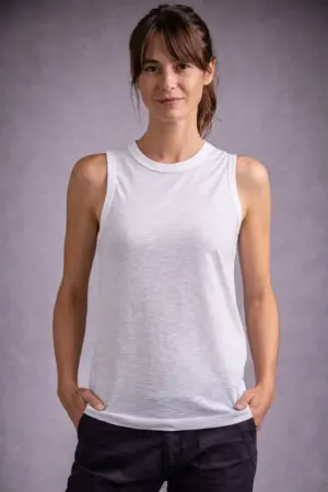 Flamlı Kumaş Sıfır Kolsuz Atlet Basic Spor Üst, Günlük Ve Fitness Kullanımına Uygun - Beyaz - 1