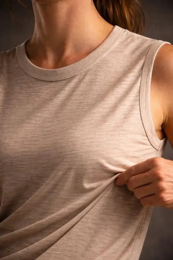 Flamlı Kumaş Sıfır Kolsuz Atlet Basic Spor Üst, Günlük Ve Fitness Kullanımına Uygun - Taş - 4