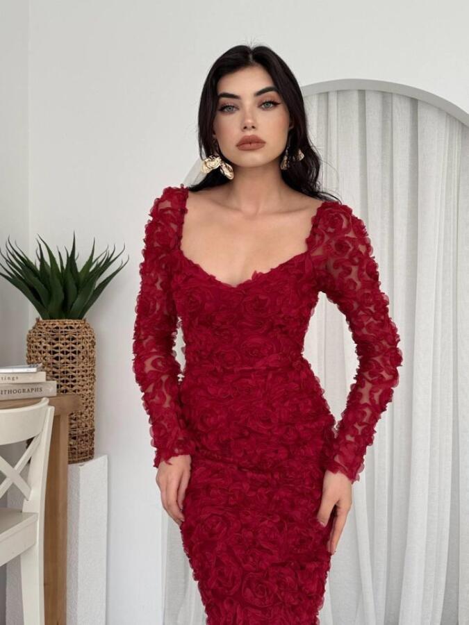 Folers Çiçek Desenli Elbise - 1
