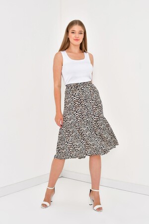 Front Buttoned Glitter Skirt - 1