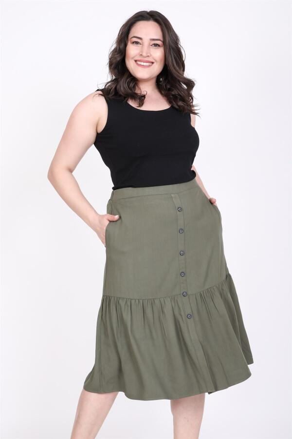 Buttoned Front Skirt - 1