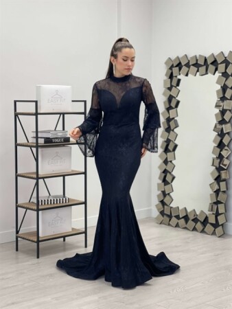 Full Lace Mermaid Dress - BLACK - Angelino Moda