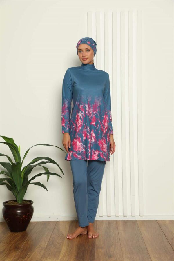 Full Hijab Digital Patterned Swimsuit 31049 - 2