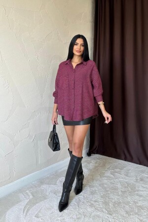 Fuşya Işıltılı Gömlek - ANGELINO BuyukBedeniz