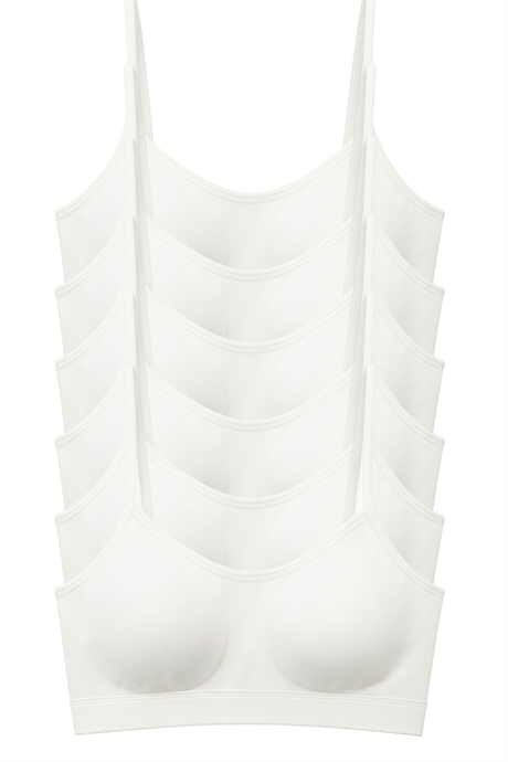 Genç Kız Pamuklu İp Askılı Çıkarılabilir Pedli Yarım Atlet Alıştırma Sütyeni 6'lı Paket Beyaz - 1