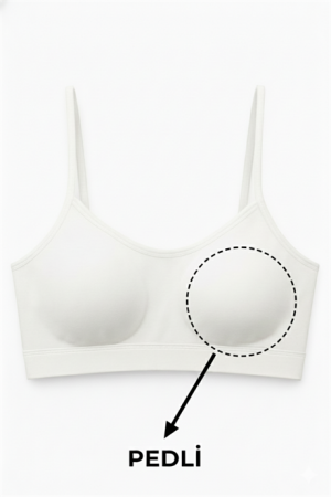 Genç Kız Pamuklu İp Askılı Çıkarılabilir Pedli Yarım Atlet Alıştırma Sütyeni 6'lı Paket Beyaz - Angelino (1)