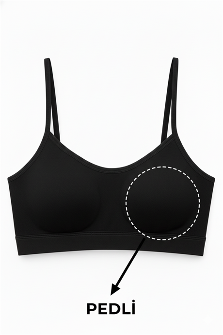 Genç Kız Pamuklu İp Askılı Çıkarılabilir Pedli Yarım Atlet Alıştırma Sütyeni 6'lı Paket Renkli - 2