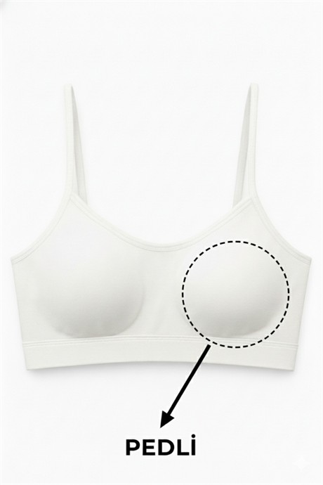 Genç Kız Pamuklu İp Askılı Çıkarılabilir Pedli Yarım Atlet Alıştırma Sütyeni 6'lı Paket Renkli - 3