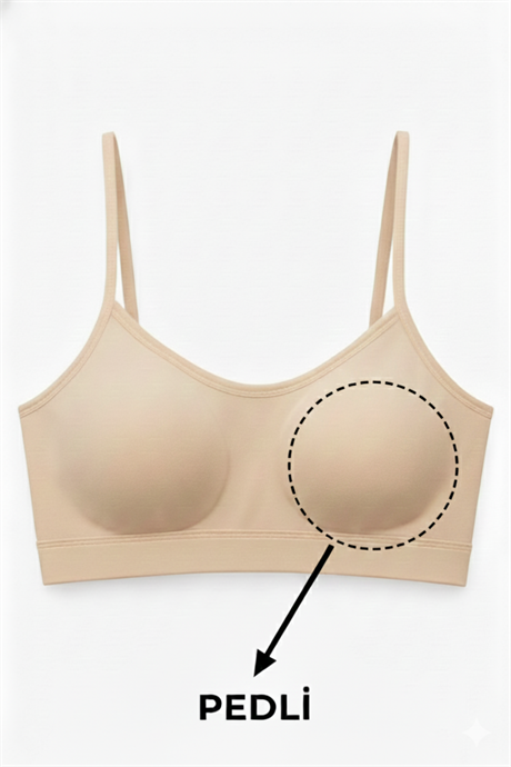 Genç Kız Pamuklu İp Askılı Çıkarılabilir Pedli Yarım Atlet Alıştırma Sütyeni 6'lı Paket Renkli - 4