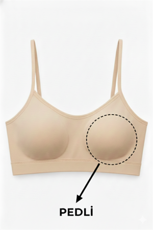 Genç Kız Pamuklu İp Askılı Çıkarılabilir Pedli Yarım Atlet Alıştırma Sütyeni 6'lı Paket Ten - Angelino (1)