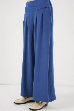 Geniş Paça Pileli Pantolon 6718 - İndigo - 2