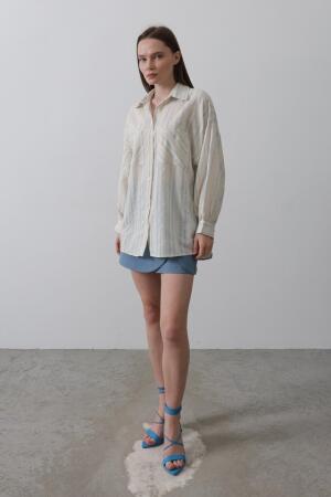 Gömlek - Bej Mavi - ANGELINO BuyukBedeniz (1)