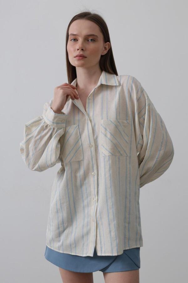 Gömlek - Bej Mavi - 3