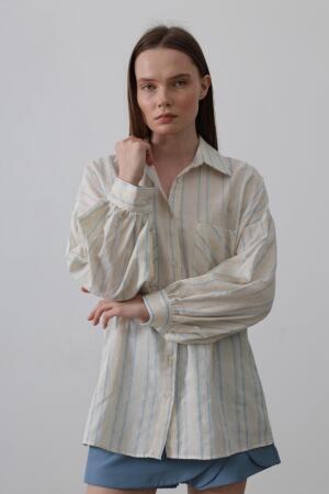 Gömlek - Bej Mavi - 4