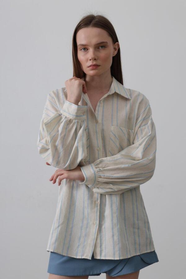 Gömlek - Bej Mavi - 4