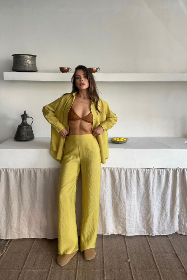 GÖMLEK-PANTOLON TAKIM CUPRA KUMAŞ - Yağ Yeşili - 1