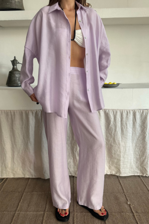 GÖMLEK - PANTOLON TAKIM - Lila - ANGELINO BuyukBedeniz (1)