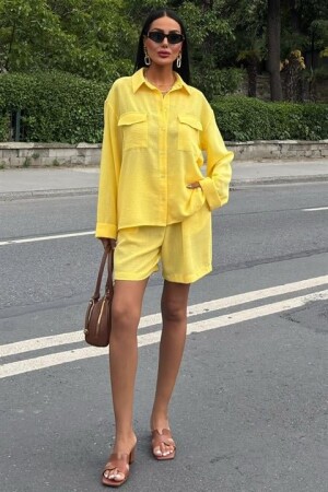 Gömlek Ve Şort Flamlı Keten Takım 10130 - 7