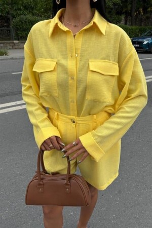 Gömlek Ve Şort Flamlı Keten Takım 10130 - 9