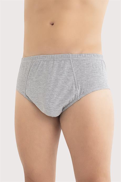 Gri 6'lı Paket Erkek Külot %100 Pamuk Penye - 2