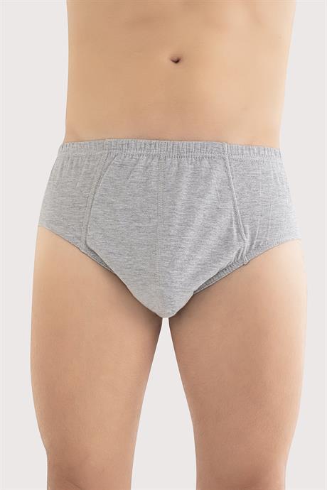 Gri 6'lı Paket Erkek Külot %100 Pamuk Penye - 3