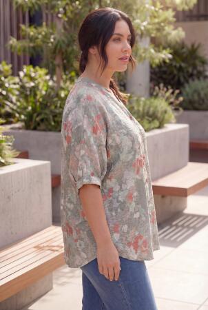 Hakim Yaka Desenli Büyük Beden Gömlek Çağla Yeşili - RMG (1)