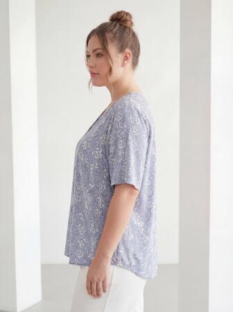 Hakim Yaka Kısa Kol Büyük Beden Gömlek Bebe Mavi - RMG (1)