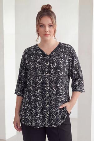 Hakim Yaka Kısa Kol Büyük Beden Gömlek Siyah - RMG