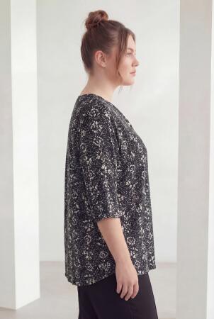 Hakim Yaka Kısa Kol Büyük Beden Gömlek Siyah - RMG (1)