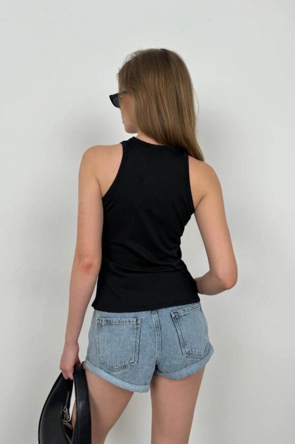Halter Yaka Göğüs Detay Bluz - 4