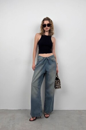 Halter Yaka Kolsuz Bluz - 1