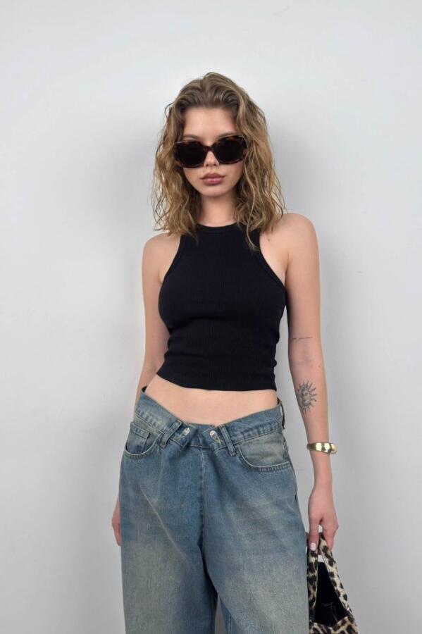 Halter Yaka Kolsuz Bluz - 2
