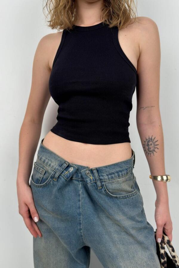 Halter Yaka Kolsuz Bluz - 3