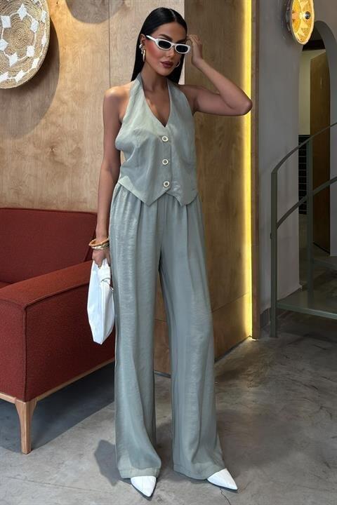 Halter Yaka Yelekli Modal Takım 10144 - 4
