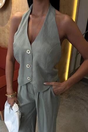 Halter Yaka Yelekli Modal Takım 10144 - 6