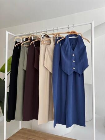 Halter Yaka Yelekli Modal Takım 10144 - 9