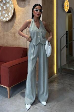 Halter Yaka Yelekli Modal Takım 10144 - 5