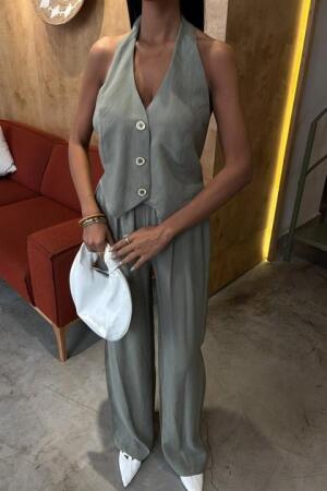 Halter Yaka Yelekli Modal Takım 10144 - 7