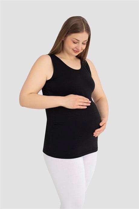 Hamile Atlet Kalın Askılı Pamuklu Likralı Esnek Siyah 3'lü Paket - 2