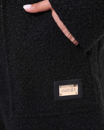 Hooded Boucle Plus Size Long Coat Black - 9