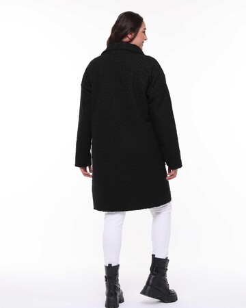 Hooded Boucle Plus Size Long Coat Black - 14