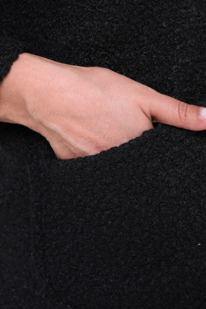 Hooded Boucle Plus Size Short Coat Black - 4