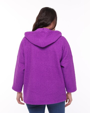 Hooded Boucle Plus Size Short Coat Purple - 4